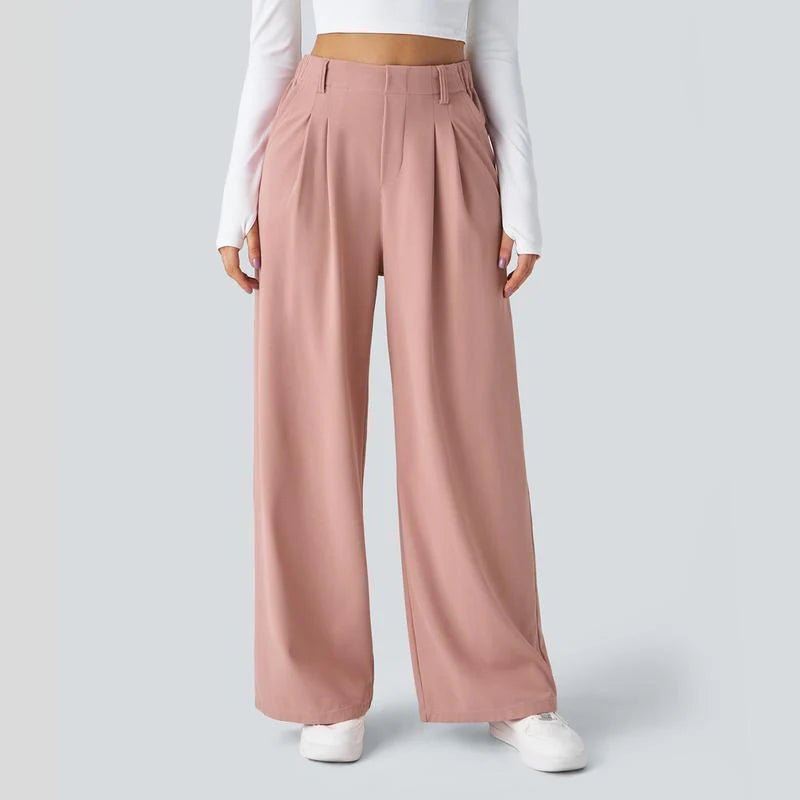 High Waisted Wide Leg Waffle Work Pants L9333