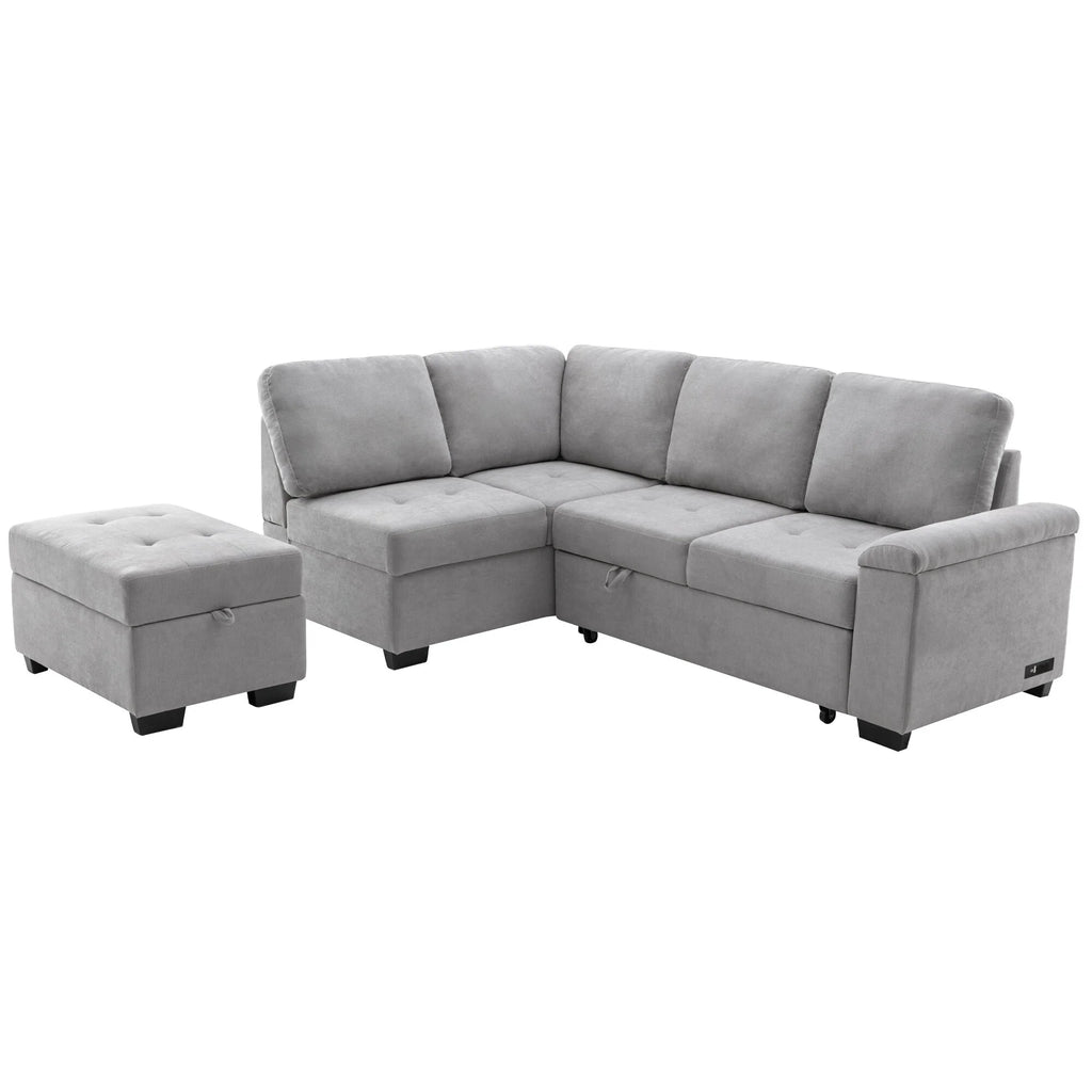L-Shape Sleeper Sectional Sofa with Storage Ottoman M428323