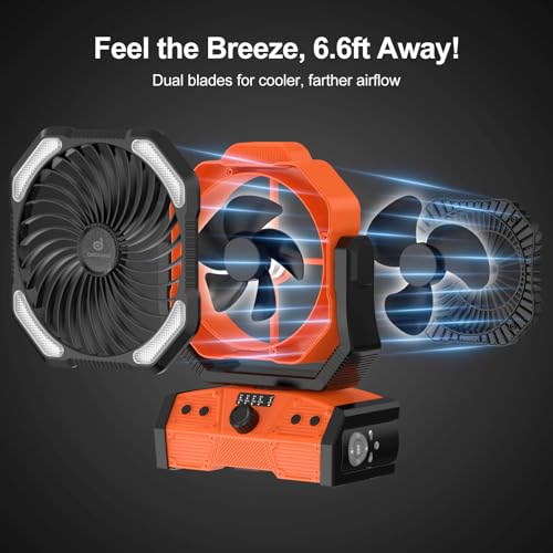 40000mAh Orange Camping Fan with LED Light M5895