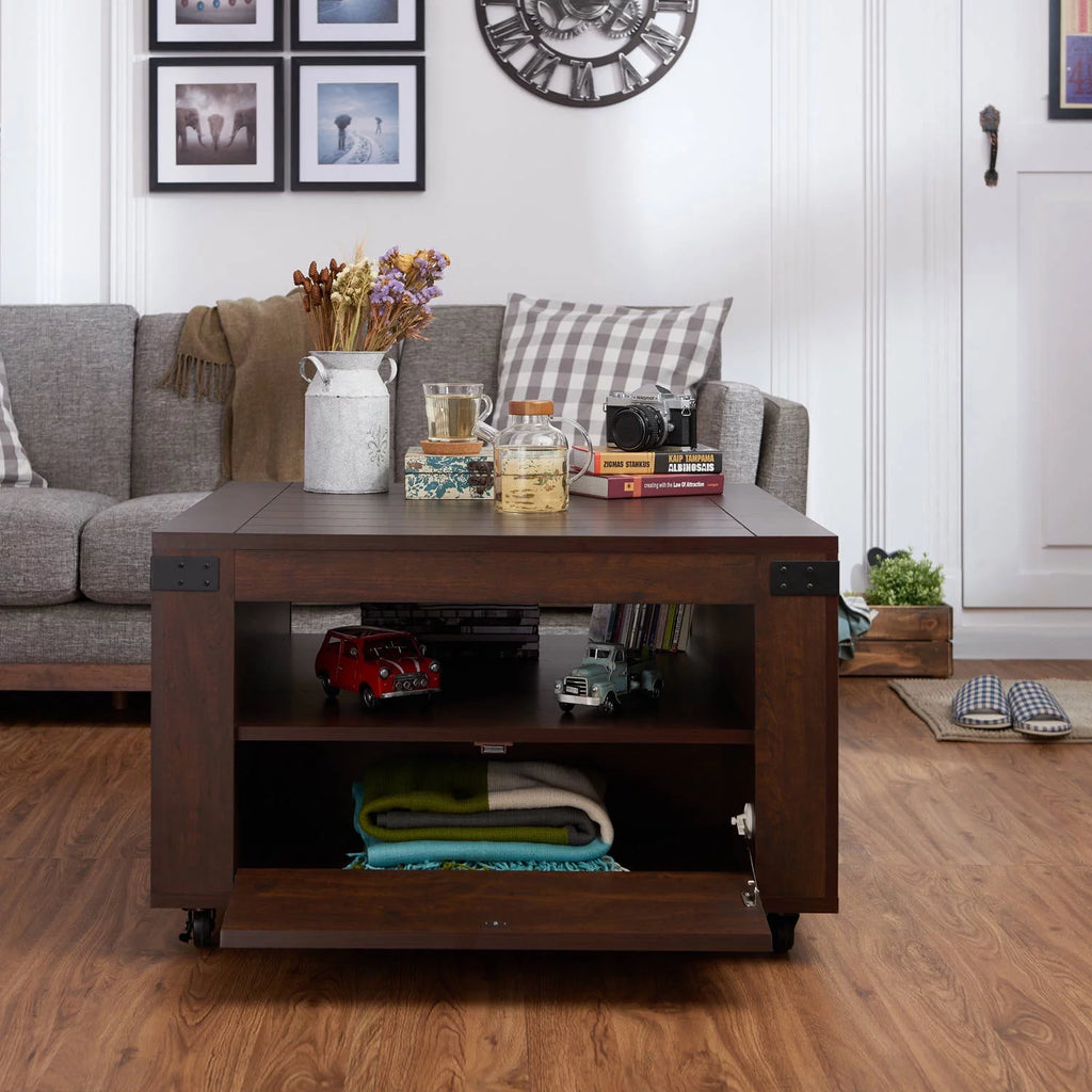 Walnut Coffee Table with Casters F89910
