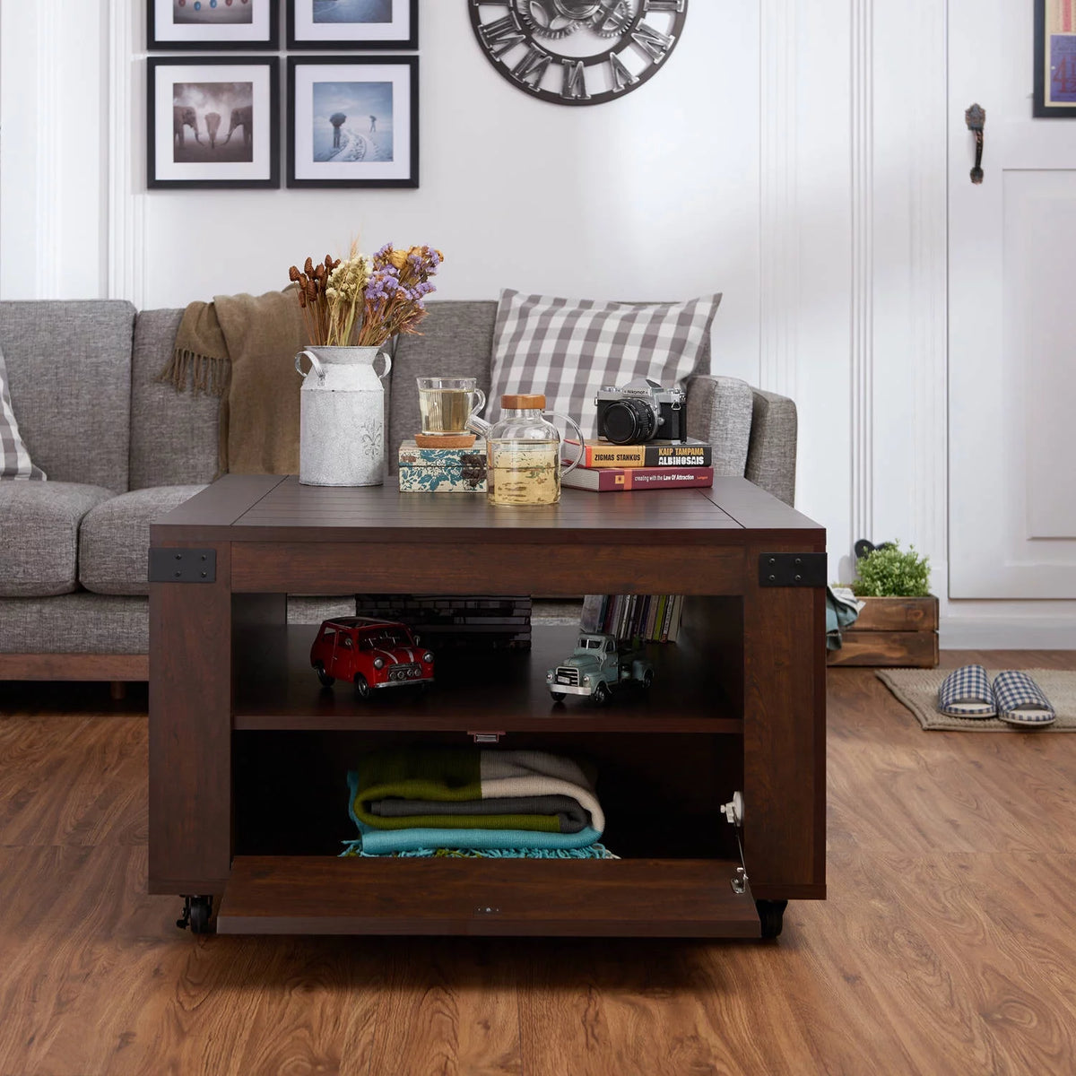 Walnut Coffee Table with Casters F89910
