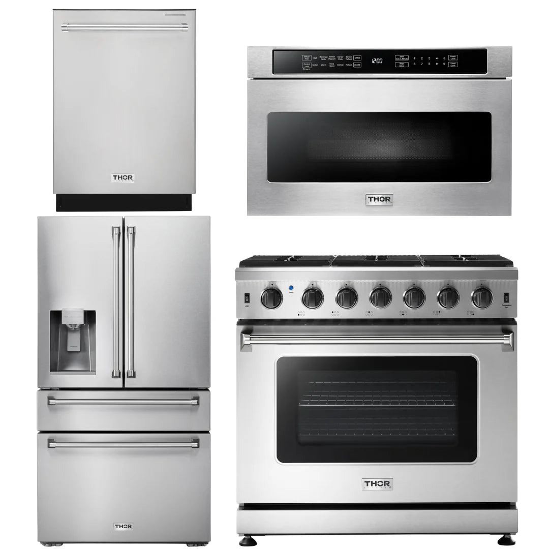 36 Propane Gas Range, Microwave, Refrigerator, Dishwasher B97220
