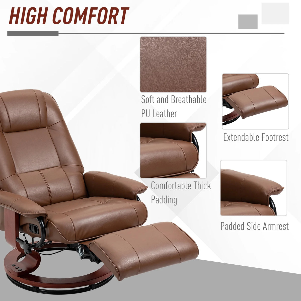 Brown Faux Leather Manual Recliner Q86600