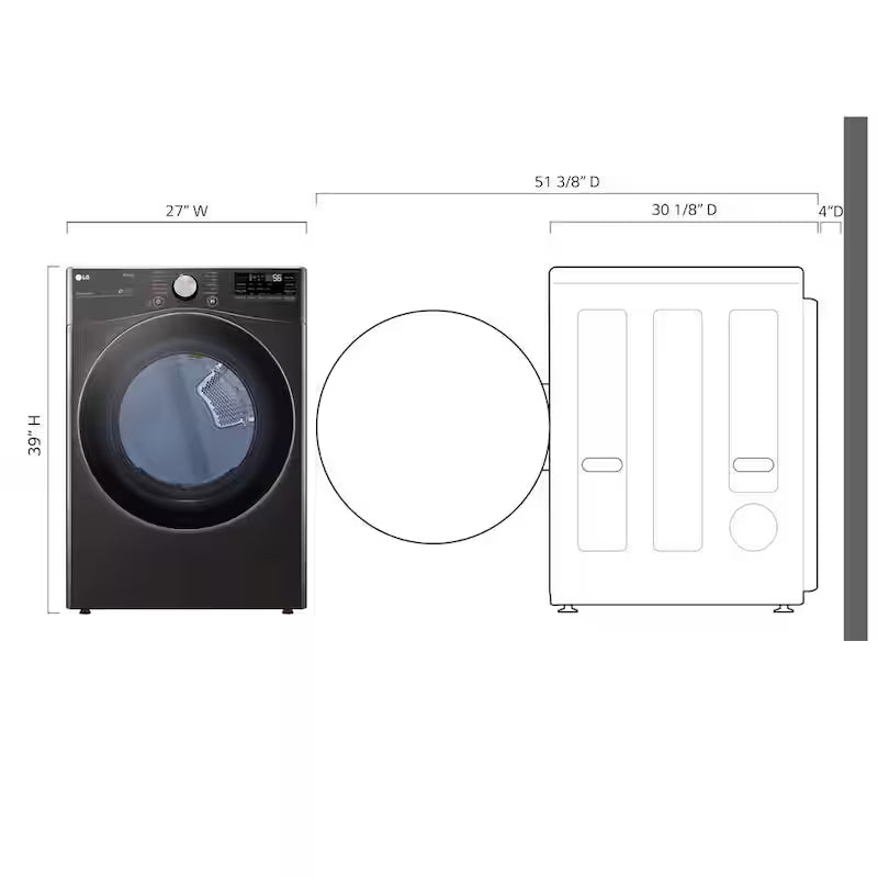 7.4 Cu. Ft. Vented Smart Stackable Gas Dryer in Black Steel B8062