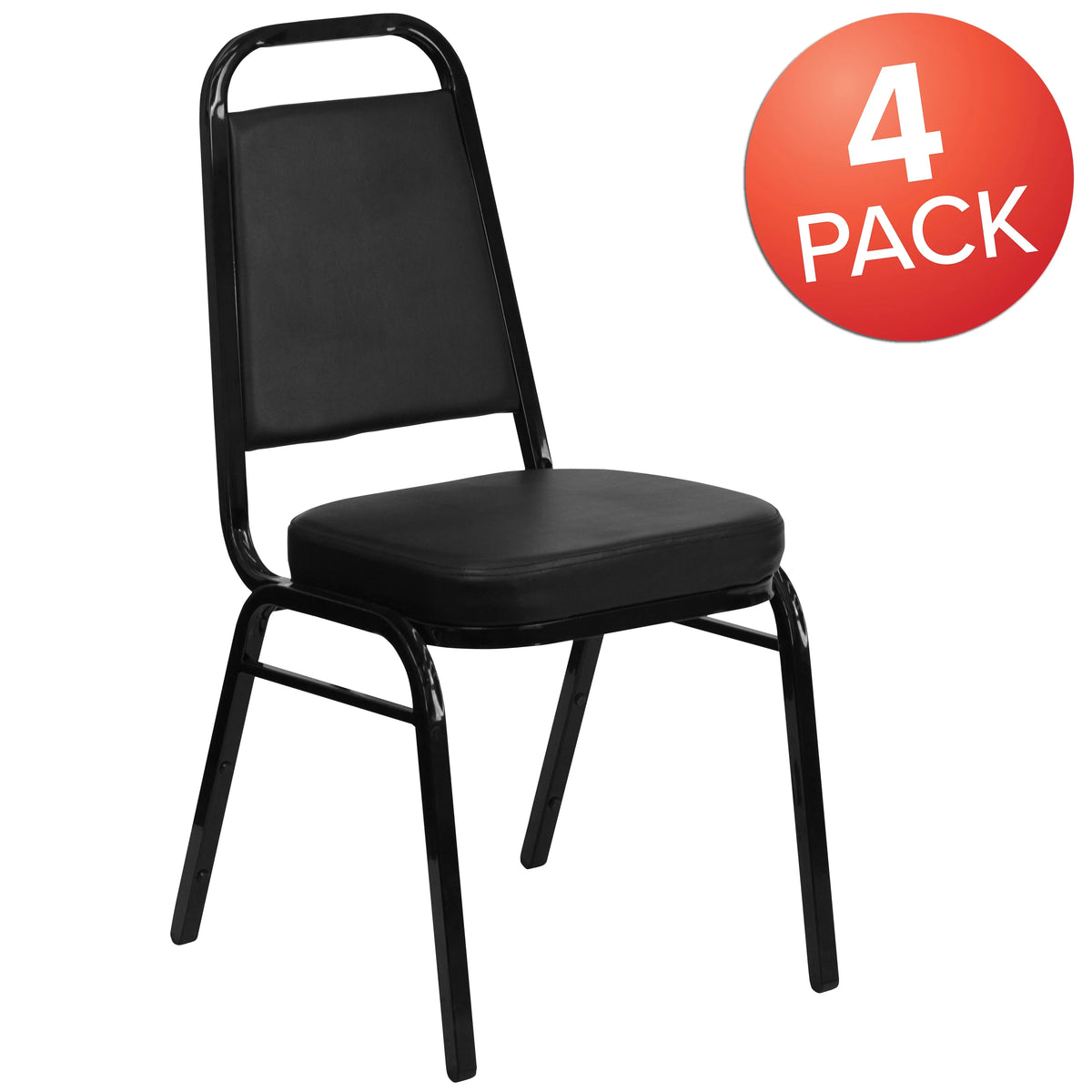4 Pack Black Vinyl Stacking Banquet Chair M1652