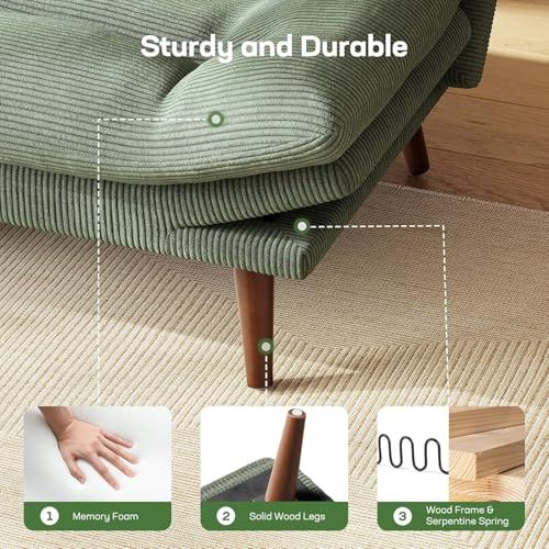 Grey Corduroy Convertible Futon Sofa Bed T23531