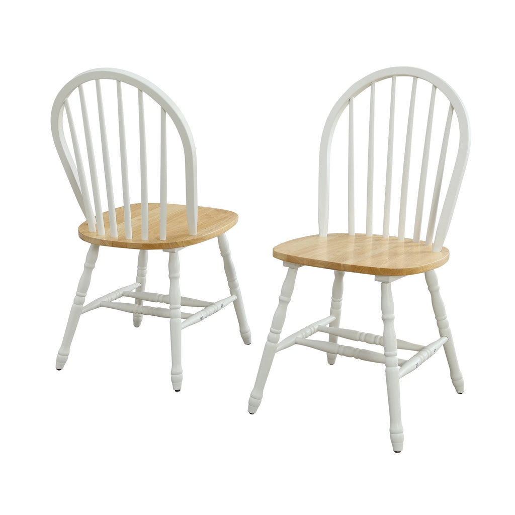 White and Oak Solid Wood Dining Chairs Set of 2 B43175
