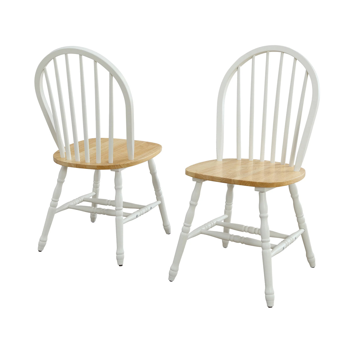 White and Oak Solid Wood Dining Chairs Set of 2 B43175