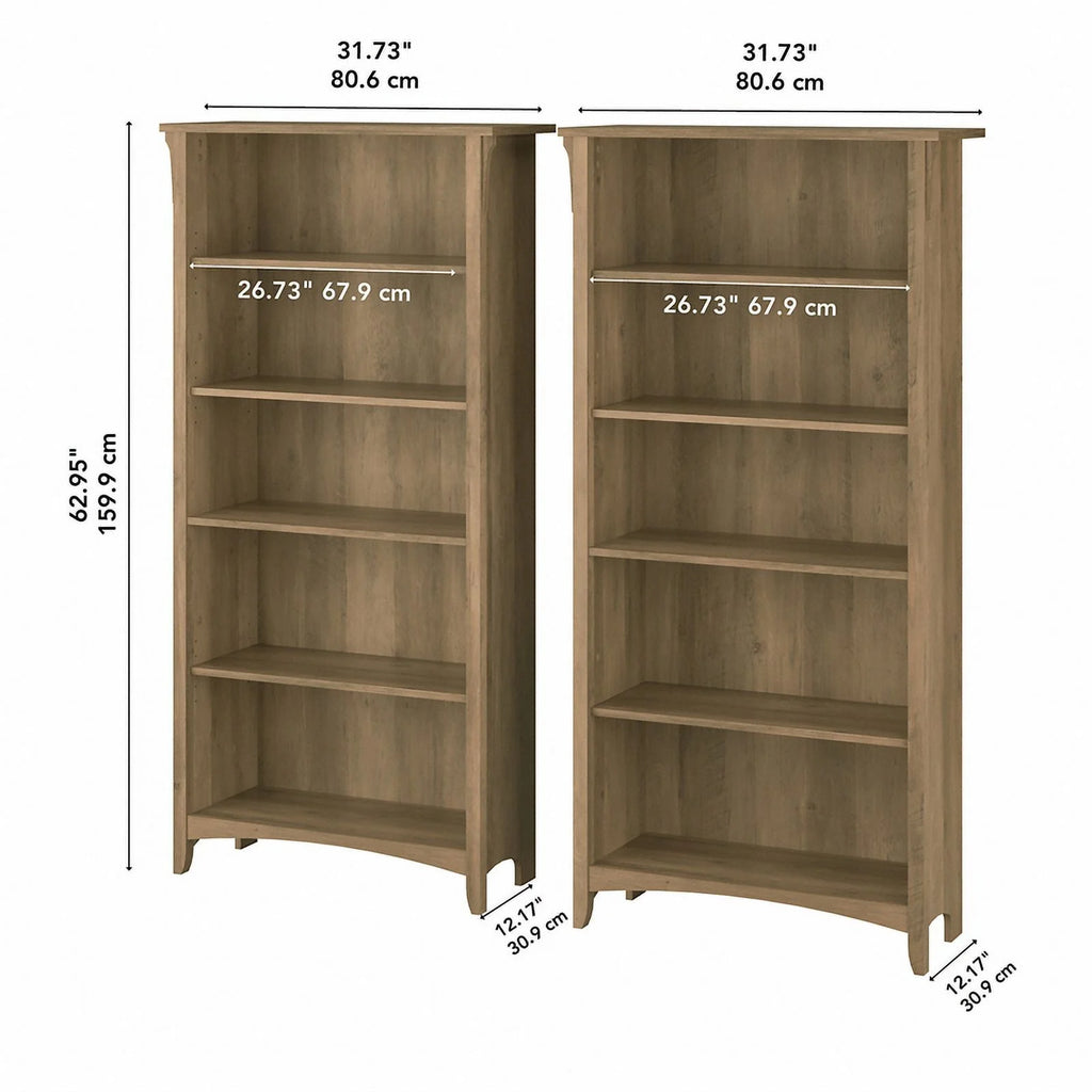 5 Shelf Engineered Wood Bookcase Set of 2 E93161