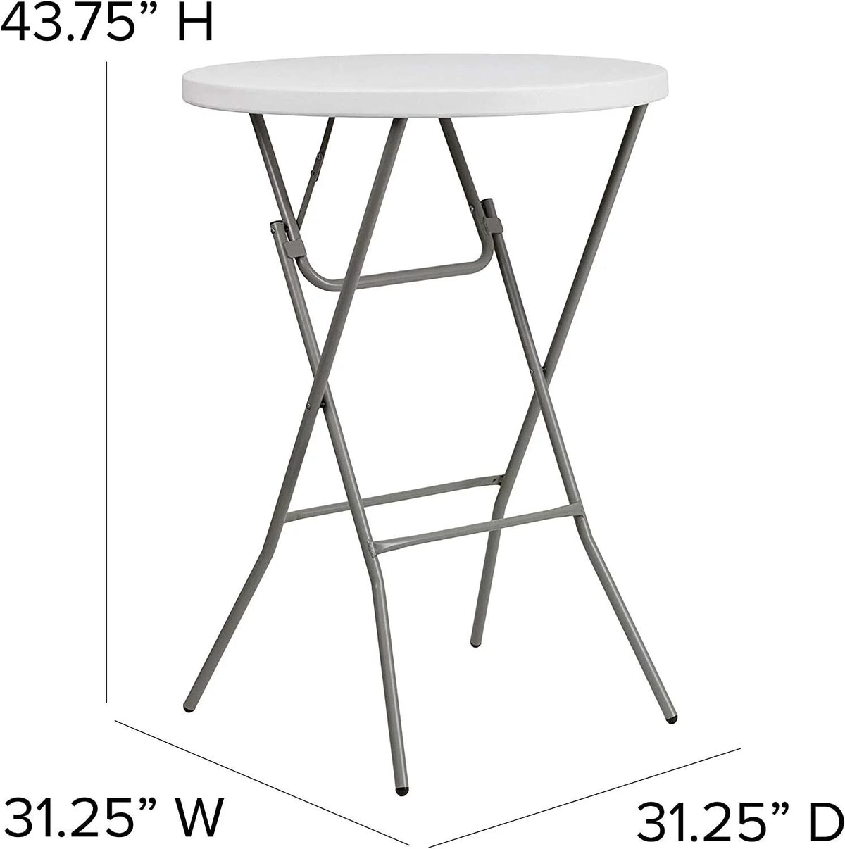 32'' Round Granite White Plastic Bar Height Folding Table U8881