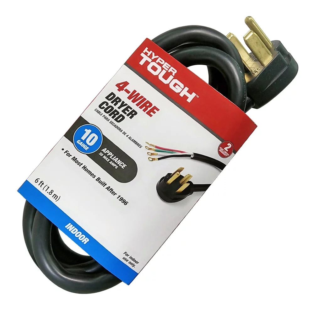 Black 6FT 10AWG 4 Prong Dryer Appliance Cord U7071