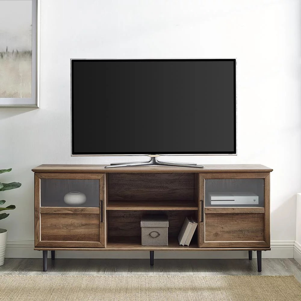 58" Glass and Wood TV Console L3025