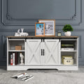 White Wood TV Stand with Sliding Barn Doors G7853