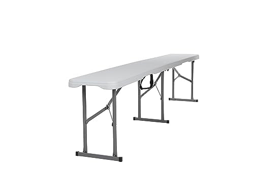 Foldable 6 Foot White Plastic and Steel Bench H8353