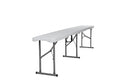 Foldable 6 Foot White Plastic and Steel Bench H8353