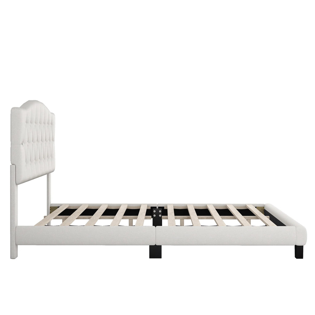 Queen Size Platform Bed Frame Beige G48143