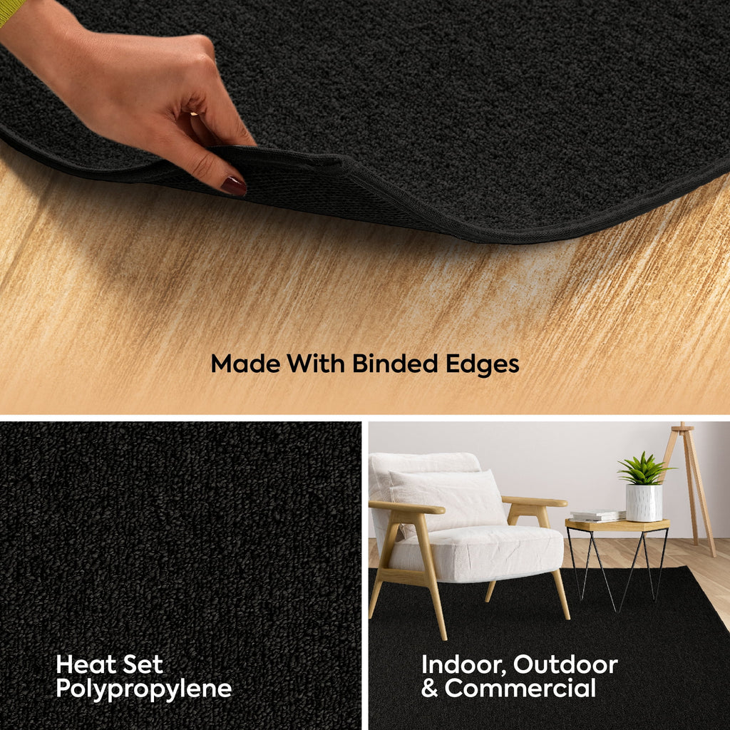 Black 5' x 8' Solid Color Area Rug I411597