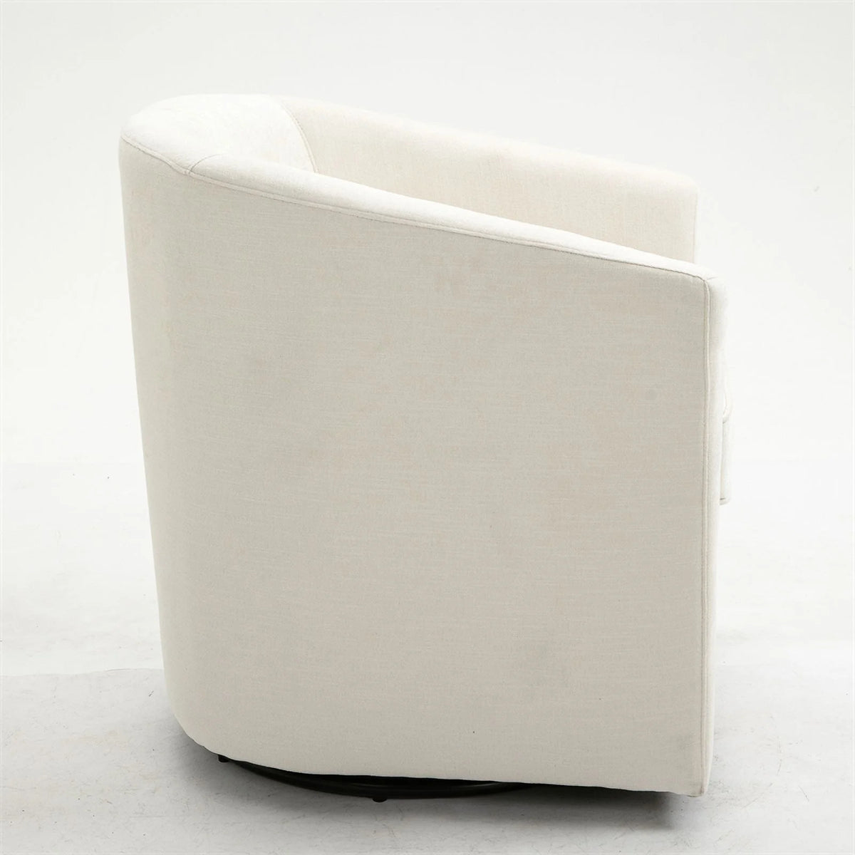 Beige Wood Swivel Upholstered Accent Chair D644