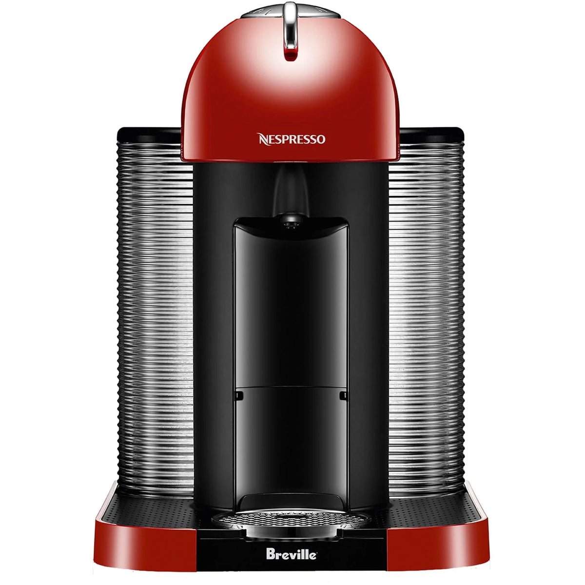 Chrome Coffee & Espresso Single-Serve Machine and Black Milk Frother E98453