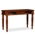 Sheesham Wood Writing Desk with Storage Drawer Steel Legs W57458