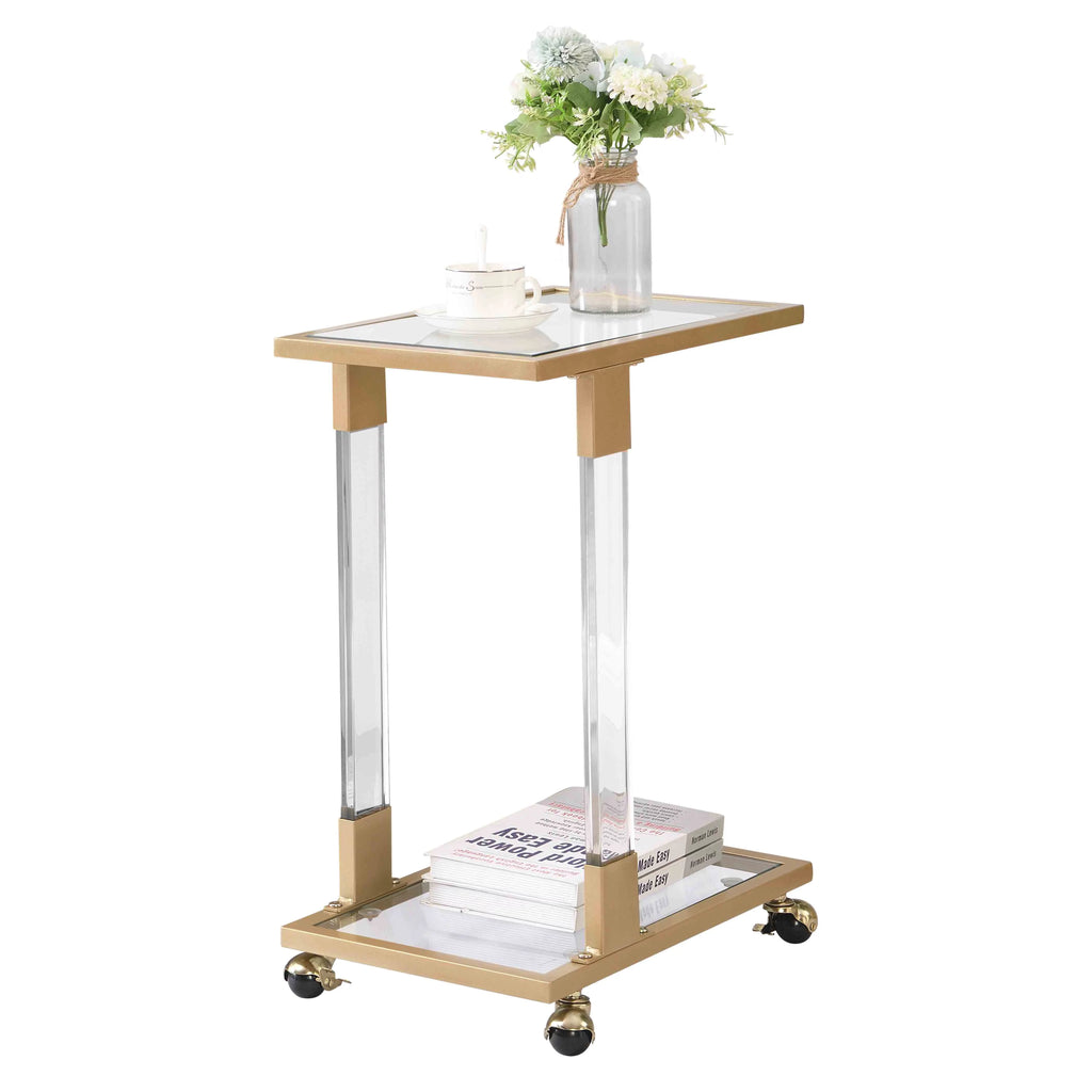 Chrome Glass C Shape Square Side Table R255