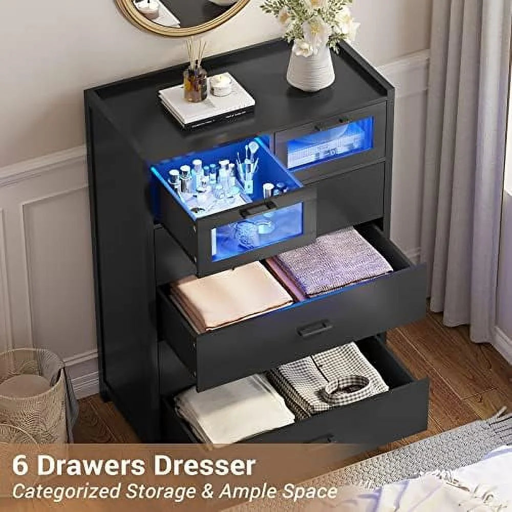 White Tall 6 Drawers Wood Dresser S372168