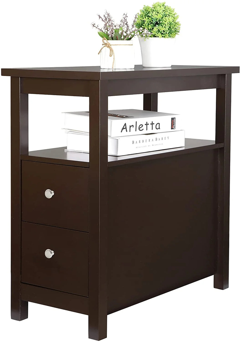 Wooden End Table with Drawer and Storage Shelf D12387