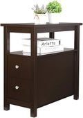 Wooden End Table with Drawer and Storage Shelf D12387