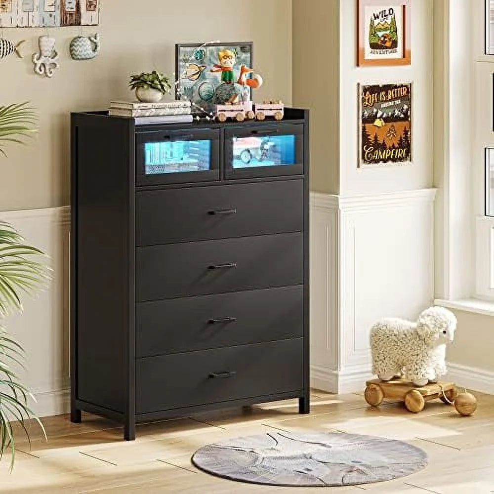 White Tall 6 Drawers Wood Dresser S372168