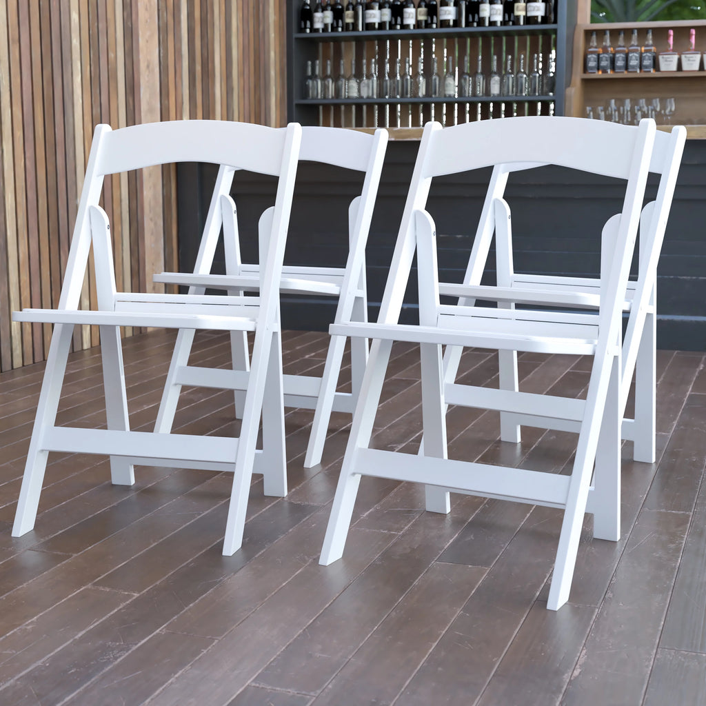 Set of 4 White Resin Folding Chairs U703591