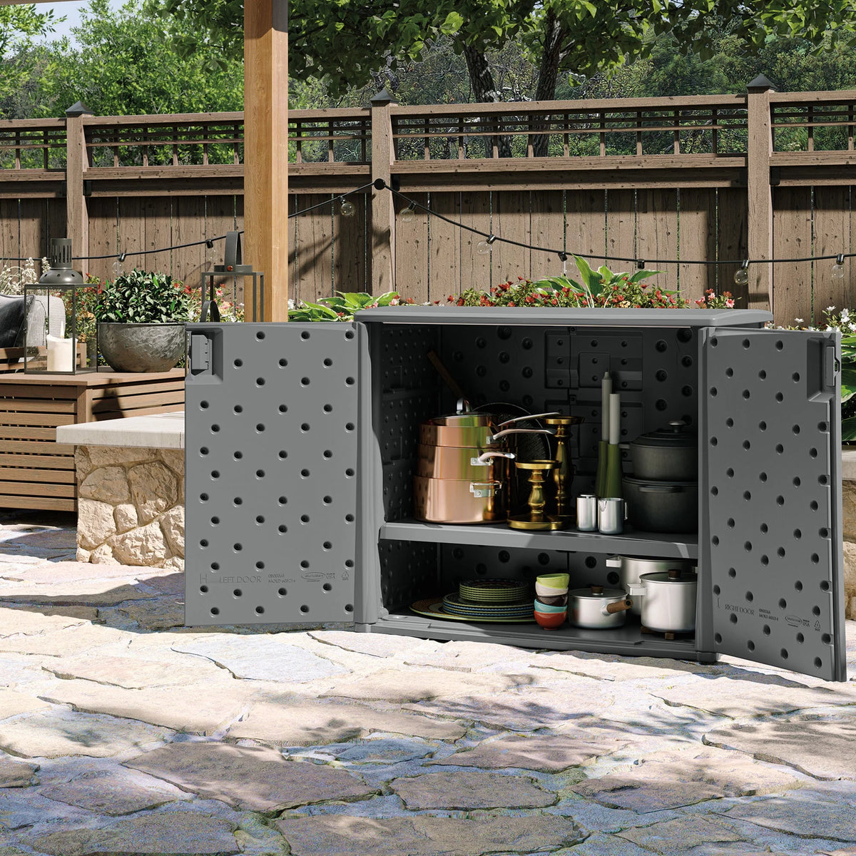 Outdoor Cabinet Deck Storage Box with Adjustable Shelf, 2 Pack C616612