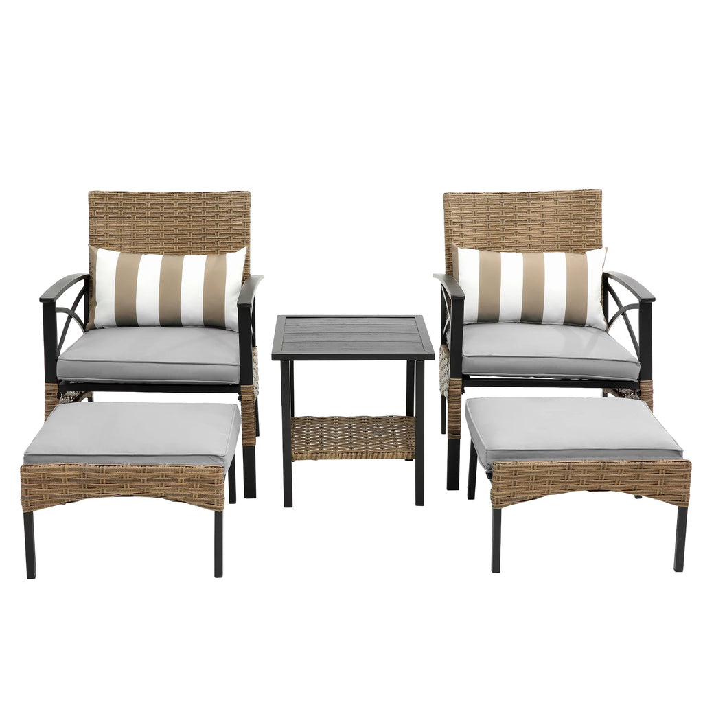 5 Piece PE Wicker Patio Furniture Set with Coffee Table B286