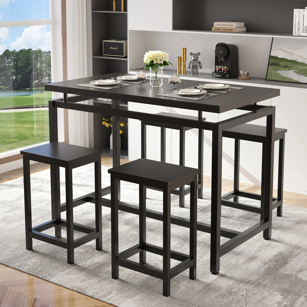 Black 5 Piece Counter Height Dining Set with 4 Chairs B850