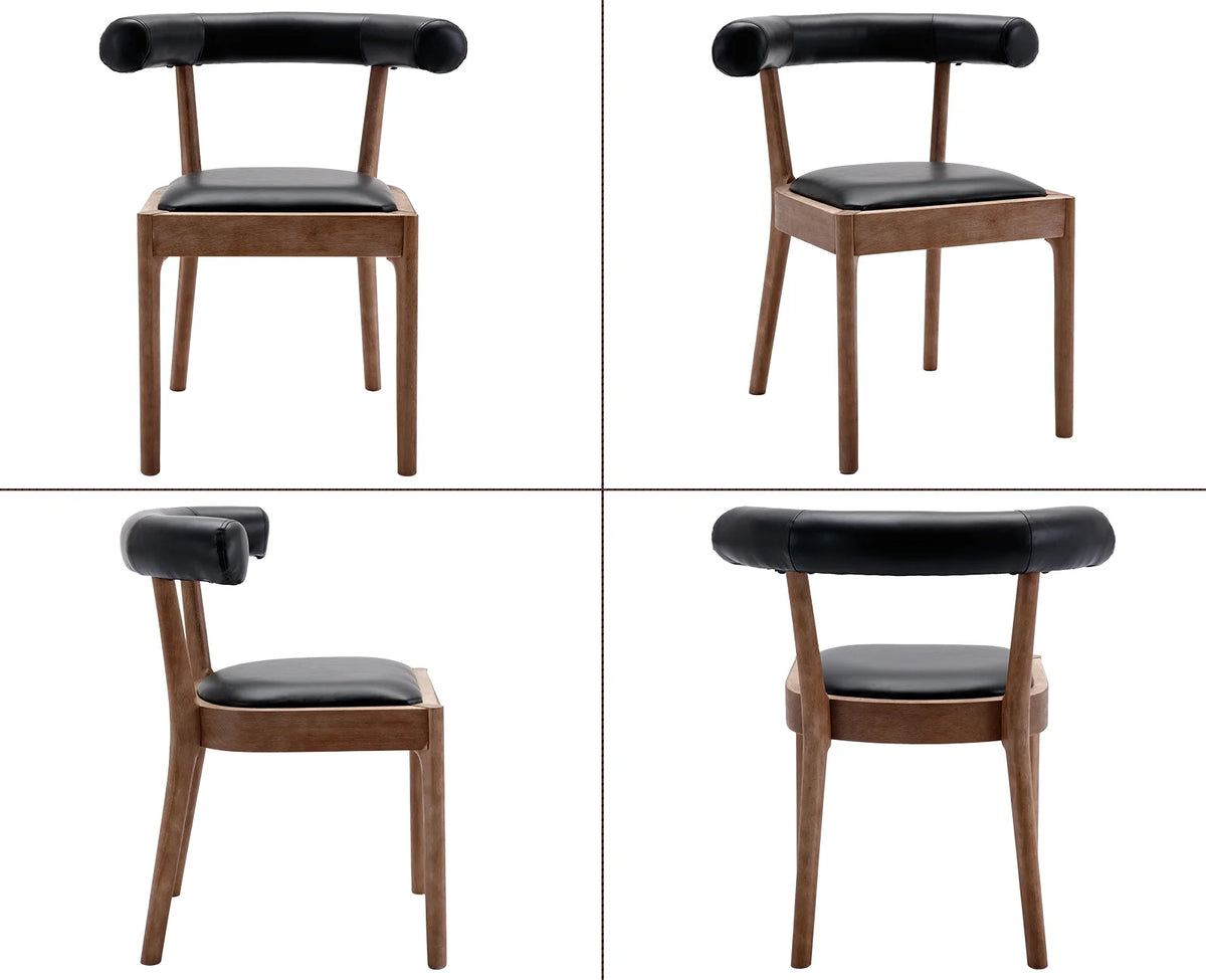 Black PU Upholstered Wooden Dining Chairs Set of 2 R52810