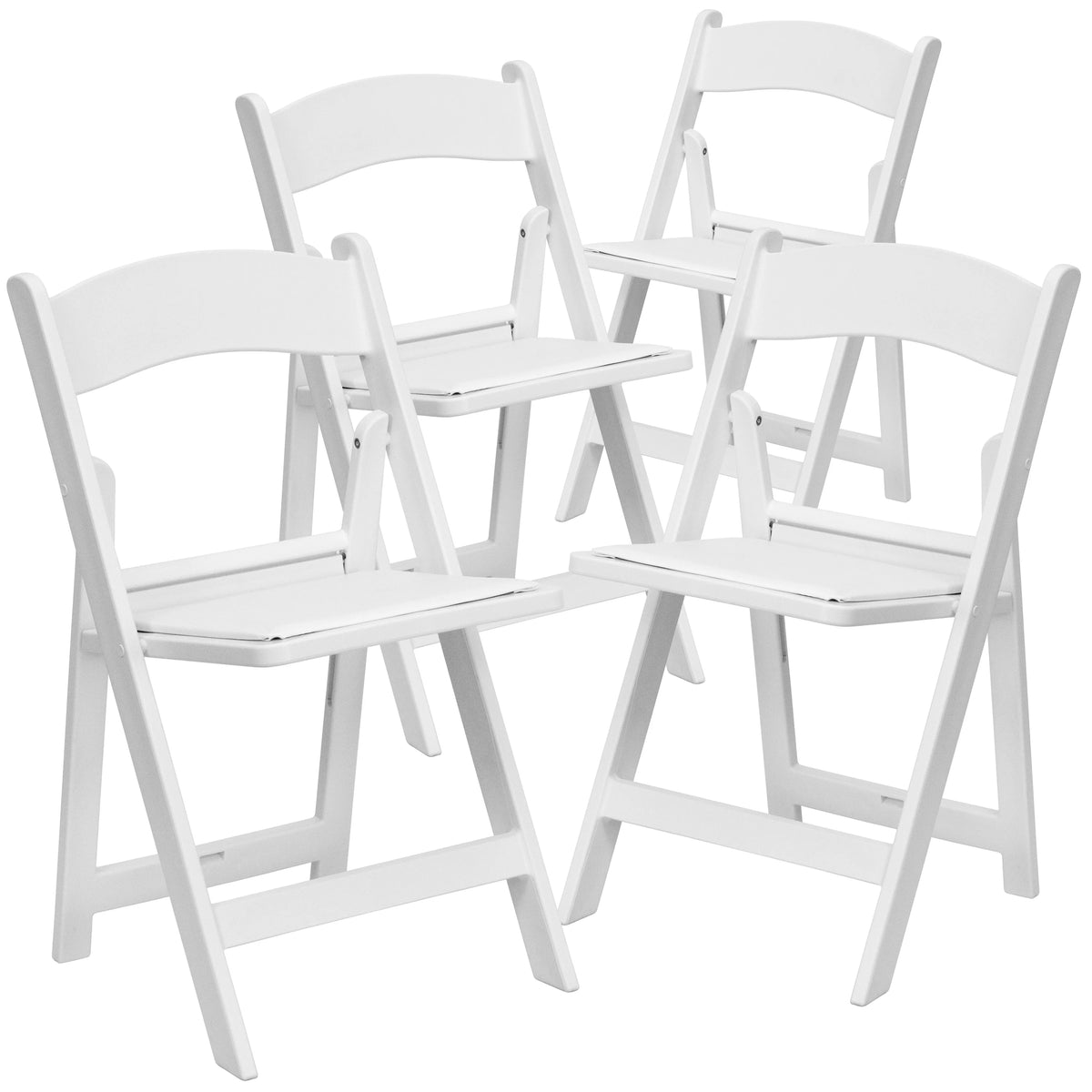 Set of 4 White Resin Folding Chairs U703591