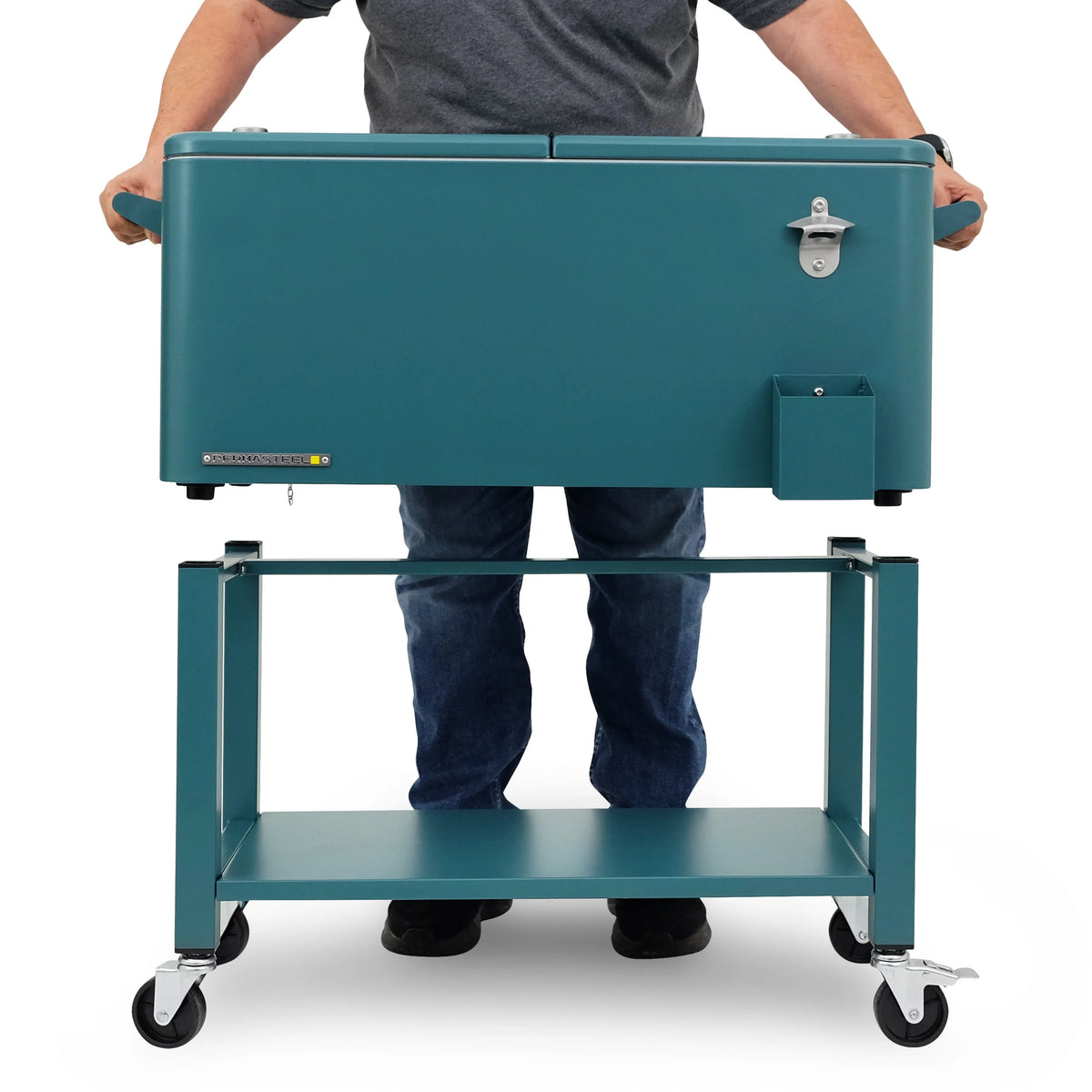80-Qt Steel Rolling Patio Cooler with Removable Basin T1042