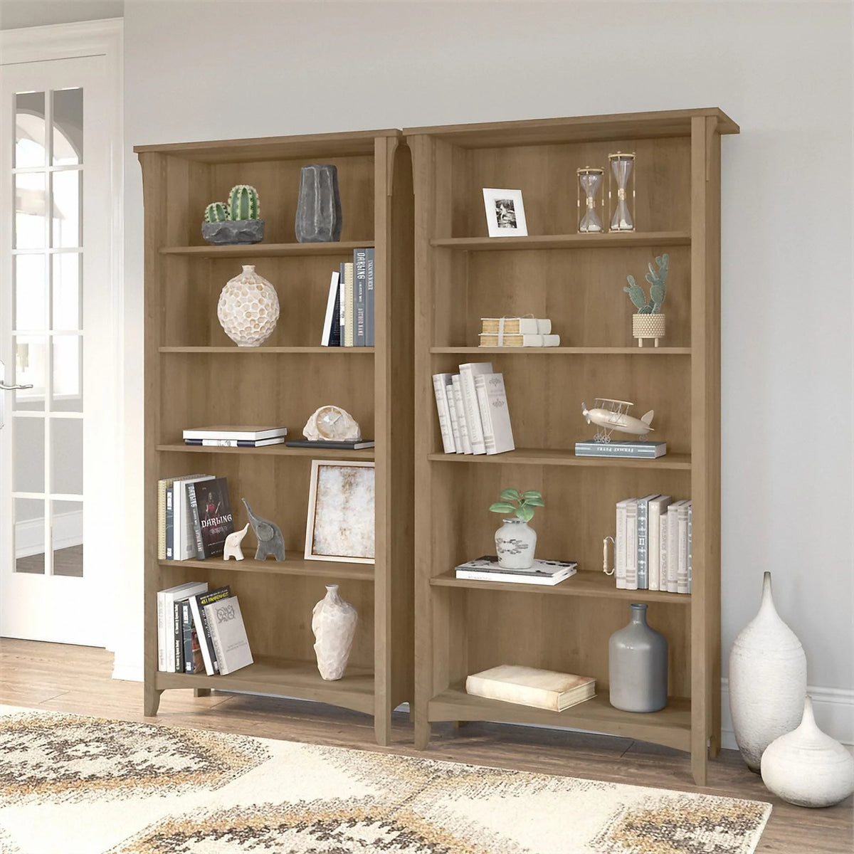 5 Shelf Engineered Wood Bookcase Set of 2 E93161
