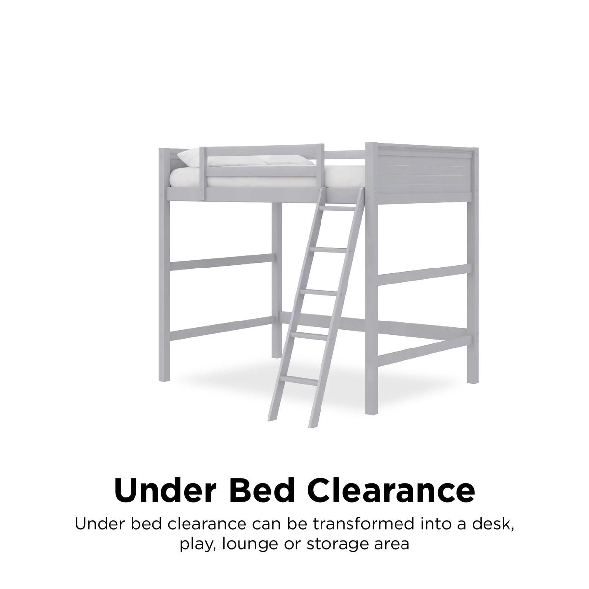 Full Size Loft Bed with Ladder, Gray L181