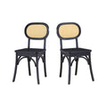 Black Rattan and Solid Wood Dining Chairs I1249