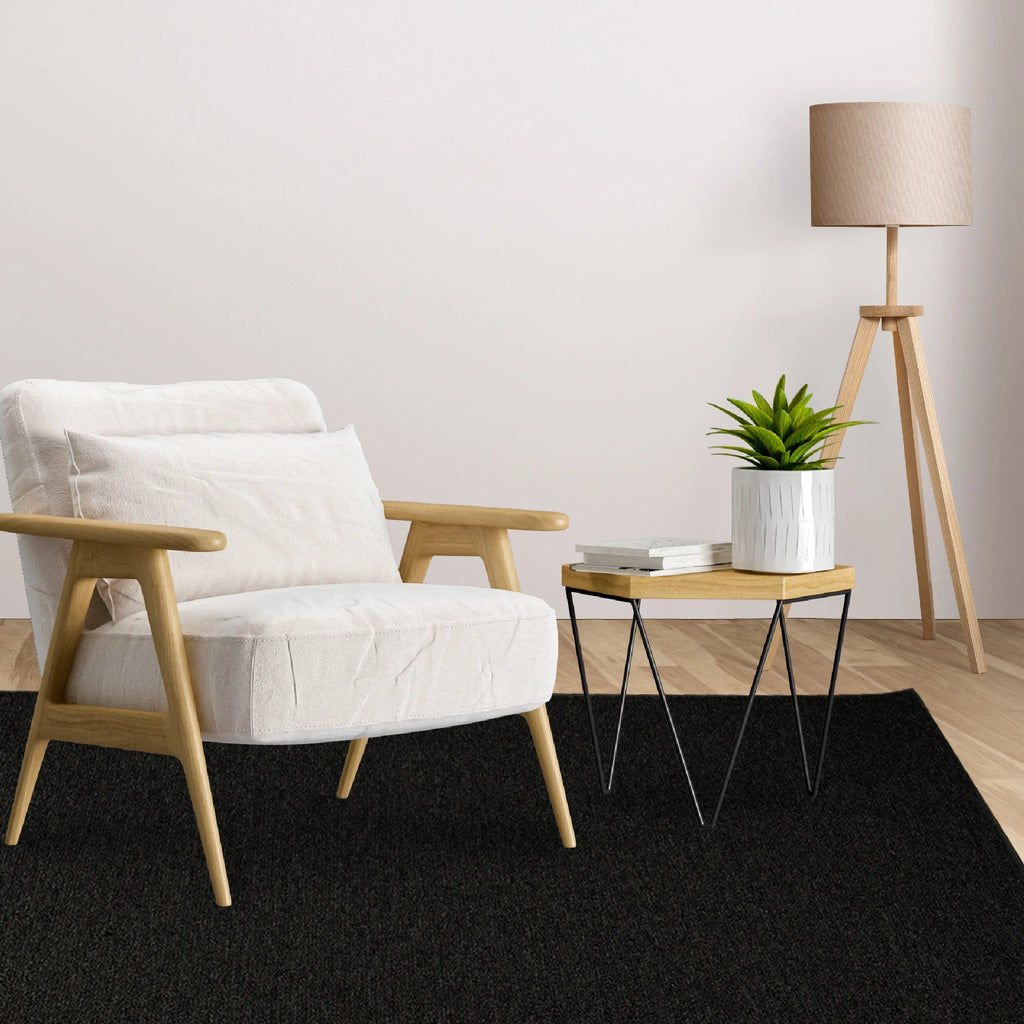 Black 5' x 8' Solid Color Area Rug I411597