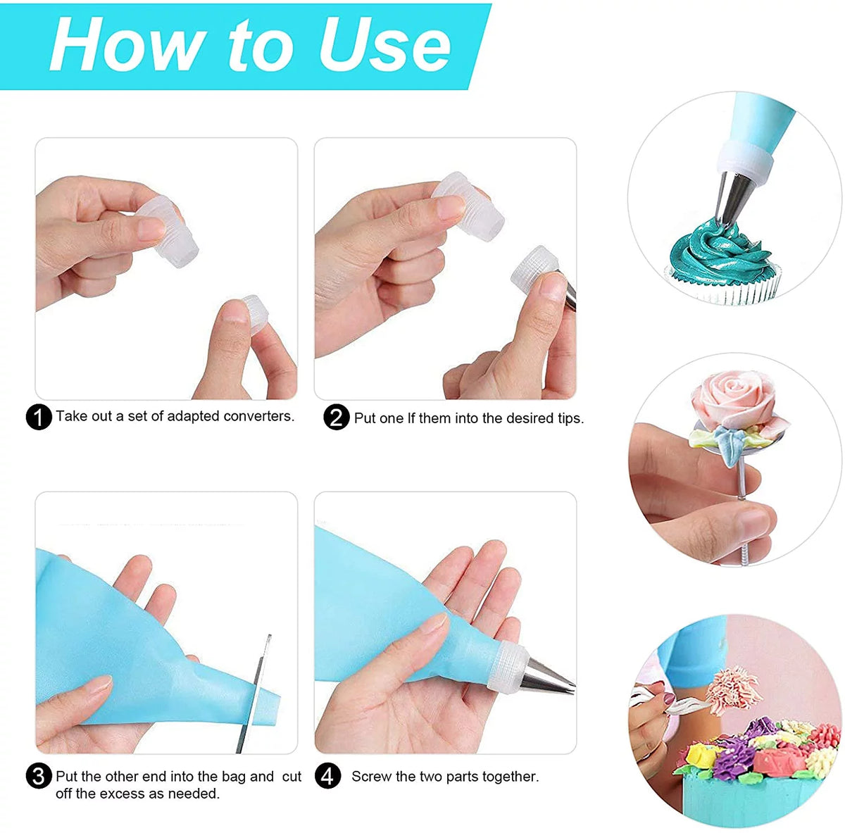 132 Pcs Cake Decorating Kit with Turntable and Piping Bags and Tips W4263