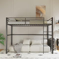 Twin Size Metal Loft Bed with Safety Guard Rails & Flat Ladder C969769