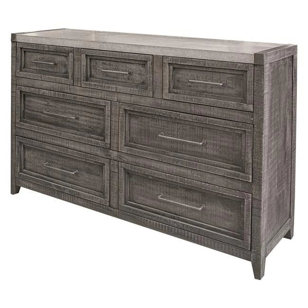 Gray Solid Wood Seven Drawer Triple Dresser K81508