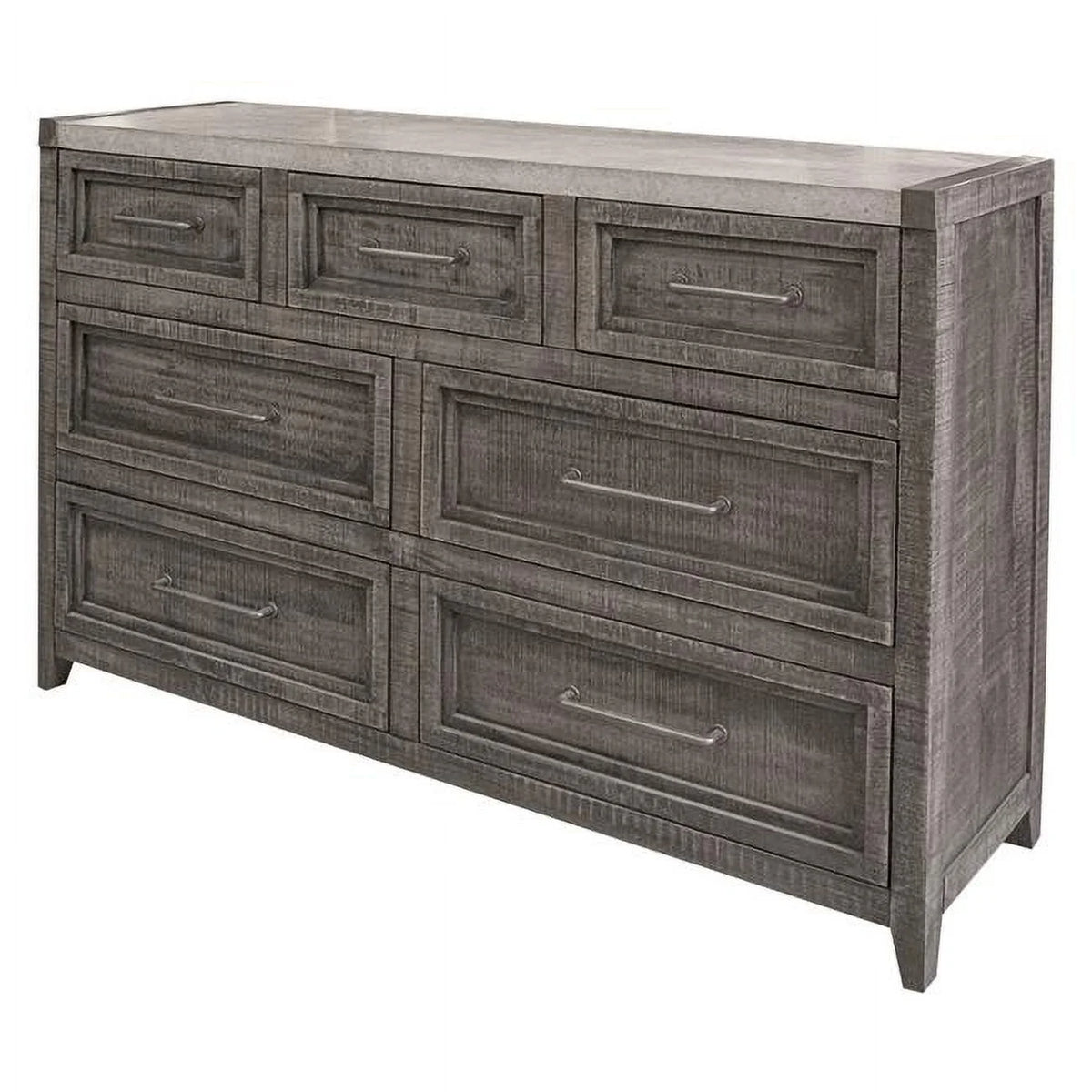 Gray Solid Wood Seven Drawer Triple Dresser K81508