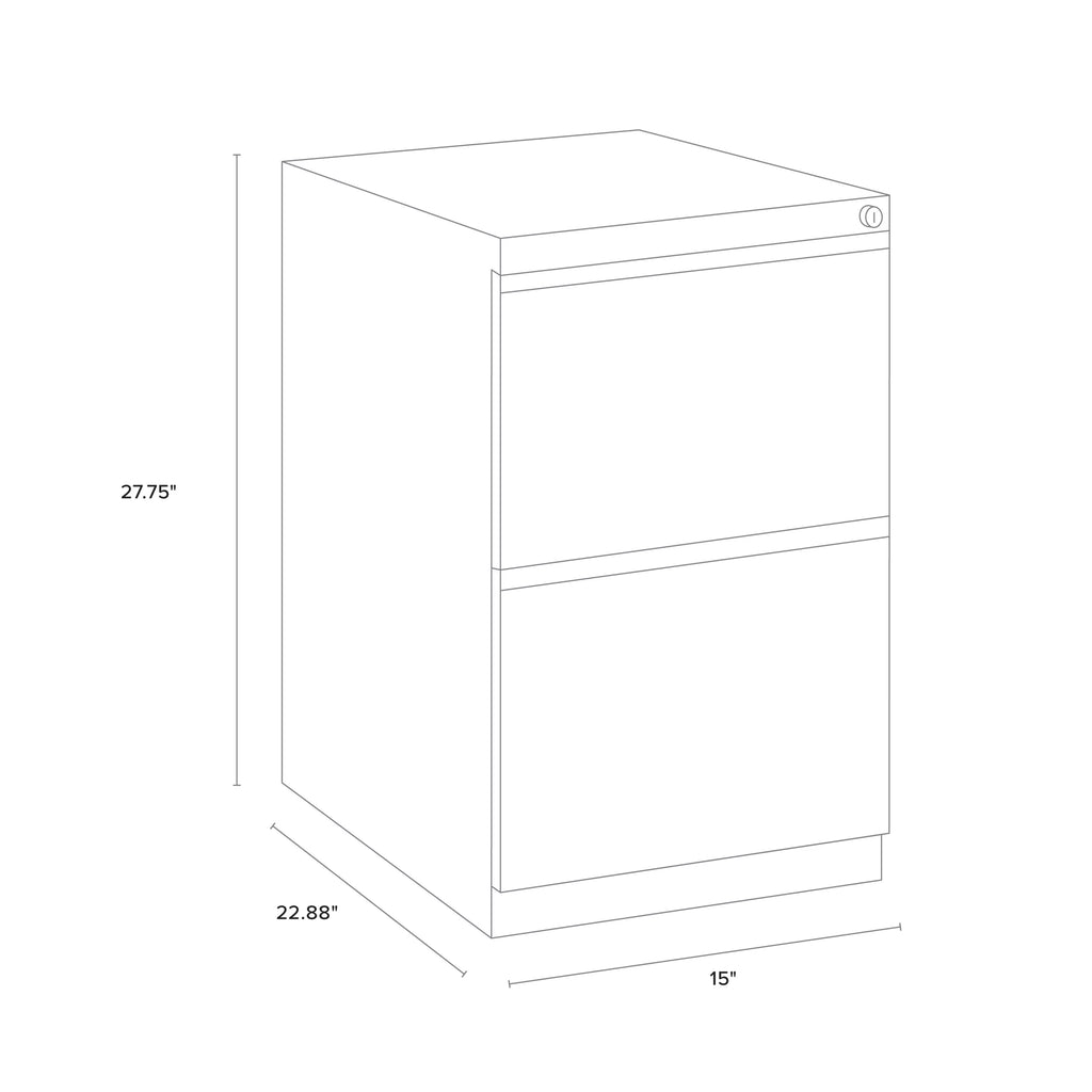 23" Deep 2 Drawer Letter Width Gray Mobile Pedestal File Cabinet T8182