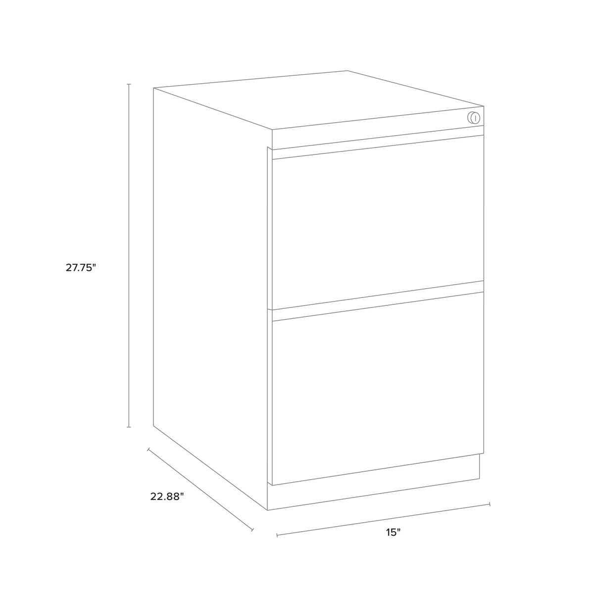 23" Deep 2 Drawer Letter Width Gray Mobile Pedestal File Cabinet T8182