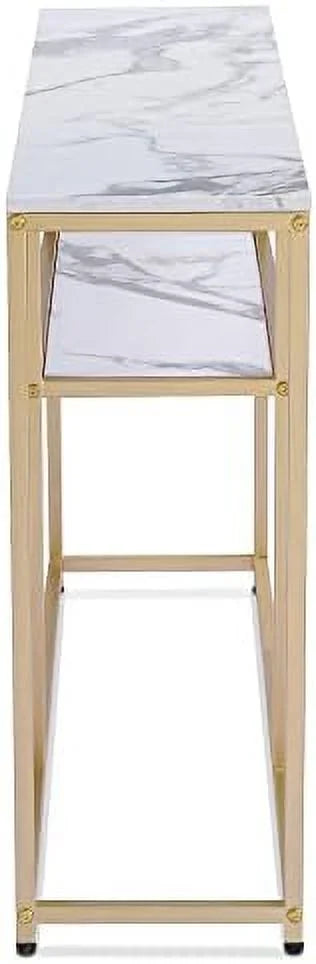 Narrow White Marble Console Table 47 inch Z86750