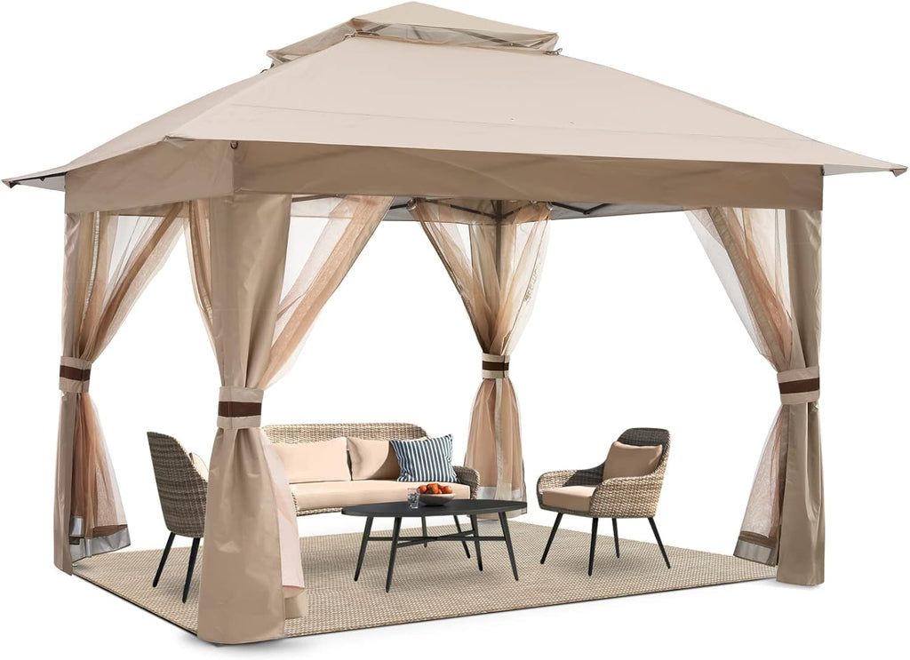 13x13Ft Pop Up Canopy Tent with Mosquito Netting Walls F562