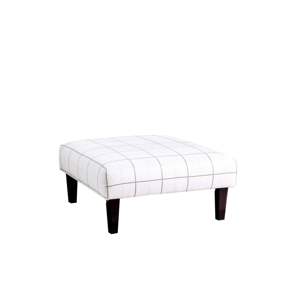 Ivory Fabric Square Ottoman E9446