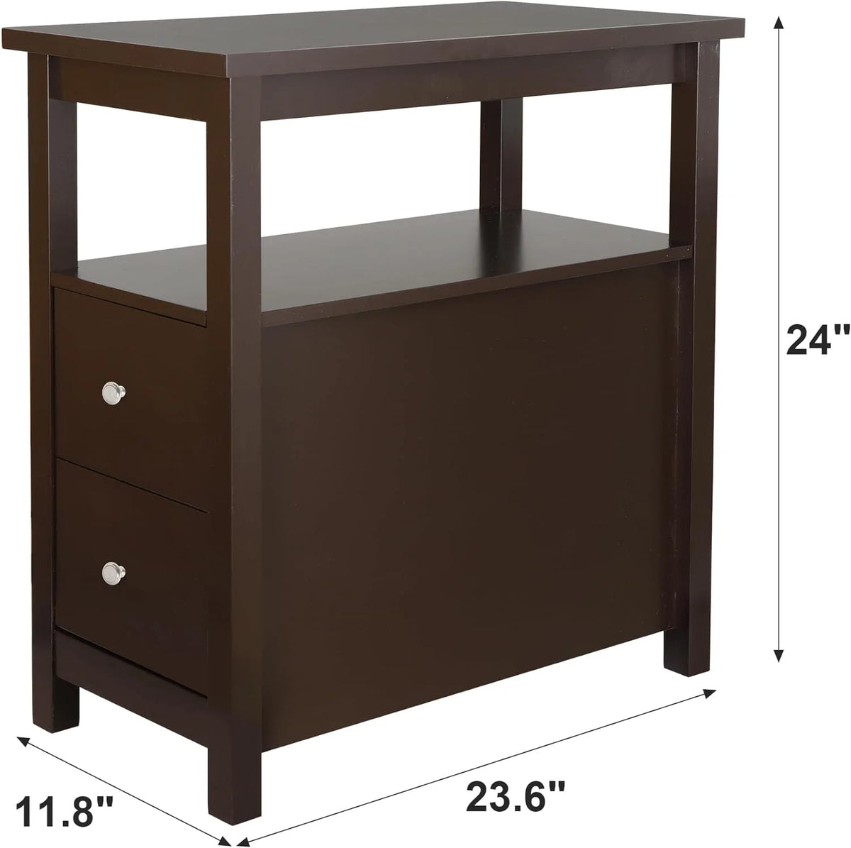 Wooden End Table with Drawer and Storage Shelf D12387